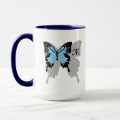 Mug Monogramme d'ombre à papillon bleu (Gauche)