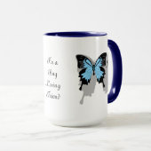 Mug Monogramme d'ombre à papillon bleu (Devant droit)