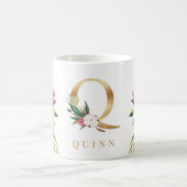 Mug Monogramme d'or Aquarelle Florale Botanique (Centre)