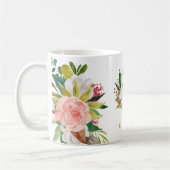 Mug Monogramme d'or Aquarelle Florale Botanique (Gauche)