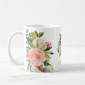 Mug Monogramme d'or Aquarelle Florale Botanique (Gauche)