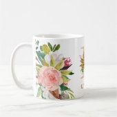 Mug Monogramme d'or Aquarelle Florale Botanique (Gauche)
