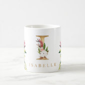Mug Monogramme d'or Aquarelle Florale Botanique (Centre)