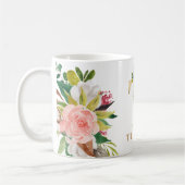 Mug Monogramme d'or Aquarelle Florale Botanique (Gauche)