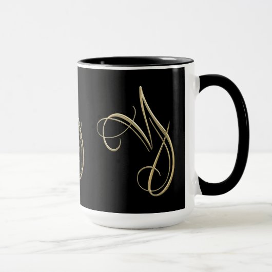 Mug Monogramme d'or de l'initiale Y (Droite)