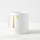 Mug Monogramme d'or en métal brossé T (Devant gauche)