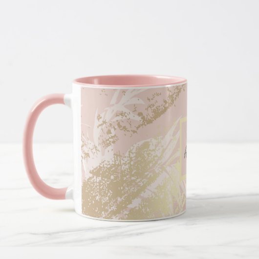 Mug Monogramme d'or feuille rose palmier (Gauche)