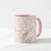 Mug Monogramme d'or feuille rose palmier (Devant droit)