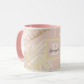 Mug Monogramme d'or feuille rose palmier (Devant gauche)