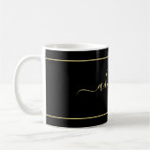 Mug Monogramme d'or noir moderne Chic Girl Nom de scri (Gauche)