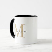 Mug Monogramme d'or personnalisé avec votre nom (Devant gauche)