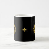 Mug Monogramme doré & Couronne avec feuilles de laurie (Centre)