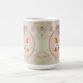 Mug Monogramme doré floral élégant | Nom & Initiale (Centre)