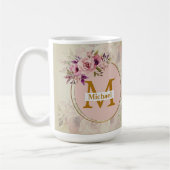 Mug Monogramme doré floral élégant | Nom & Initiale (Gauche)