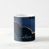 Mug Monogramme doré géode d'agate bleu marine (Centre)