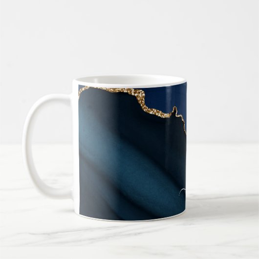 Mug Monogramme doré géode d'agate bleu marine (Gauche)