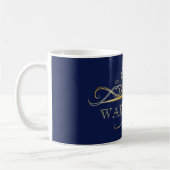 Mug Monogramme d'ornement d'or de la Marine et des Fau (Gauche)