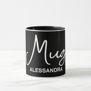 Mug Monogramme drôle noir blanc typographie calligraph