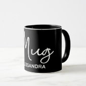 Mug Monogramme drôle noir blanc typographie calligraph (Devant droit)