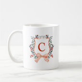 Mug Monogramme du cadre de feuillage festif (Gauche)