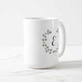 Mug Monogramme du cadre | de feuille d'eucalyptus (Devant droit)