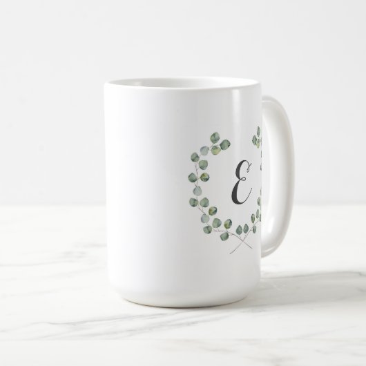 Mug Monogramme du cadre | de feuille d'eucalyptus (Devant droit)