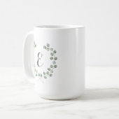 Mug Monogramme du cadre | de feuille d'eucalyptus (Devant gauche)