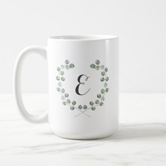 Mug Monogramme du cadre | de feuille d'eucalyptus (Gauche)