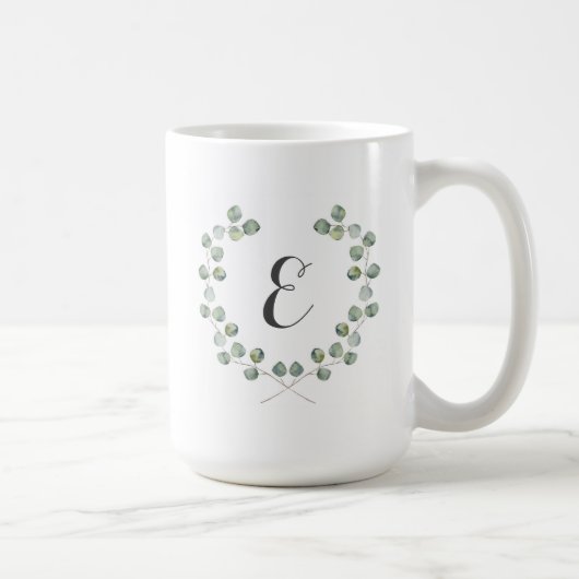 Mug Monogramme du cadre | de feuille d'eucalyptus (Droite)