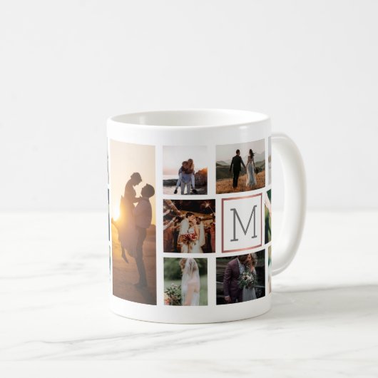 Mug Monogramme du collage photo mariage (Devant droit)