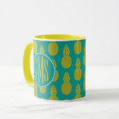 Mug Monogramme du fruit tropical | d'ananas (Devant gauche)