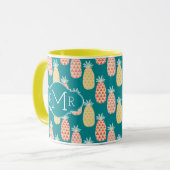 Mug Monogramme du motif | de griffonnage d'ananas (Devant gauche)