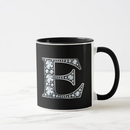Mug Monogramme E Faux Diamond (Droite)