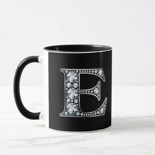 Mug Monogramme E Faux Diamond (Gauche)