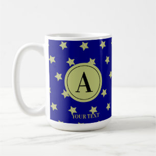 Mug Monogramme élégant à motif étoilé or et noir