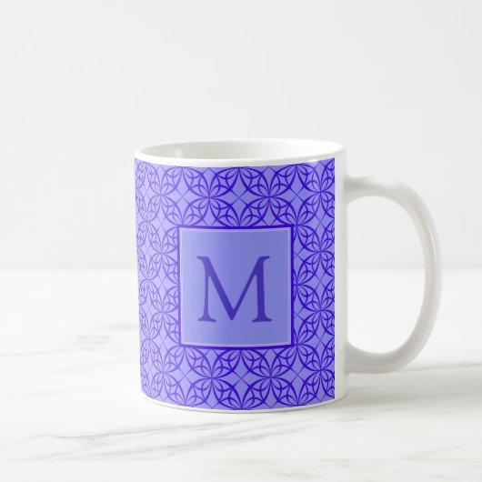 Mug Monogramme élégant à motif filigrané violet (Droite)