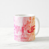 Mug Monogramme élégant Art Abstrait moderne bleu rose (Devant droit)