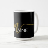 Mug Monogramme Elegant Black Gold (Devant droit)