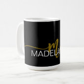 Mug Monogramme Elegant Black Gold (Devant gauche)