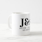 Mug monogramme élégant chocolat mariage faveur (Devant gauche)