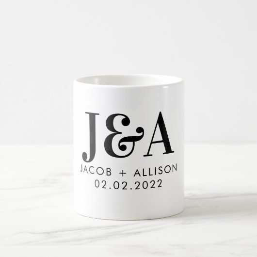 Mug monogramme élégant chocolat mariage faveur (Centre)