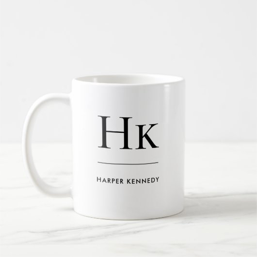 Mug Monogramme Elegant Classic Personnalisé Nom initia (Gauche)