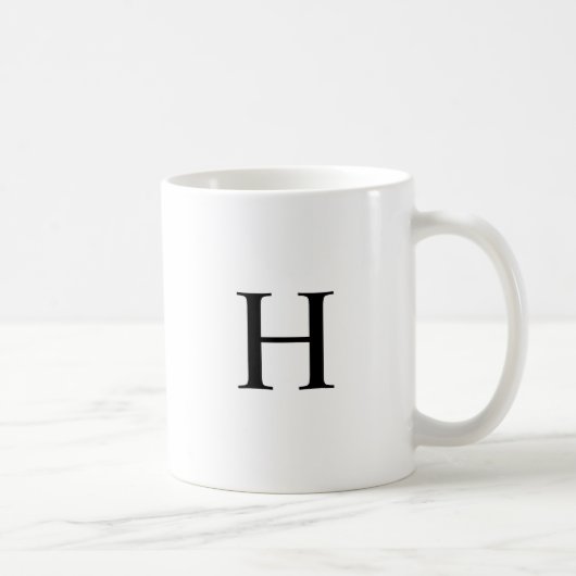 Mug Monogramme Élégant Classique Noir (Droite)