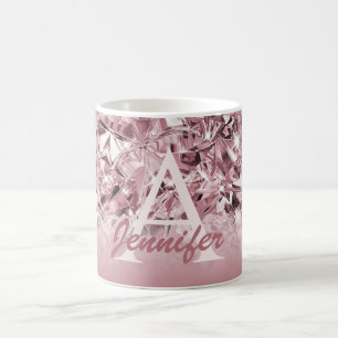 Mug Monogramme élégant de diamant rose réaliste mod