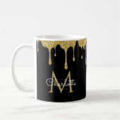 Mug Monogramme élégant de fille avec gouttes de paille (Gauche)