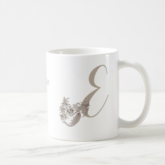 Mug Monogramme élégant de la colombe Nom E initial (Droite)