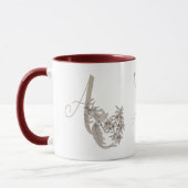 Mug Monogramme Élégant Dove Initiale Un Nom (Gauche)