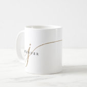 Mug Monogramme élégant en noir et or (Devant gauche)