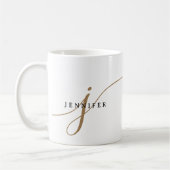Mug Monogramme élégant en noir et or (Gauche)