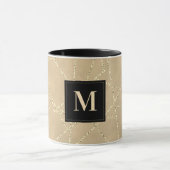 Mug Monogramme Élégant Faux Paillettes Dorées (Centre)